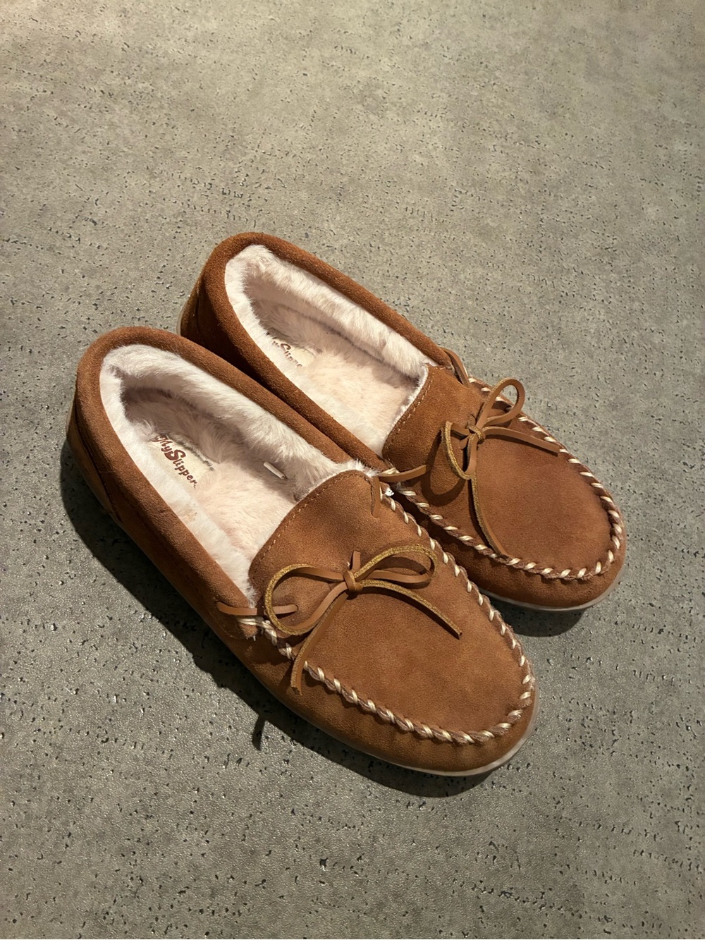 My Pillow My Slippers Men's Size 10 Brown Leather Suede Moccasin Slippers